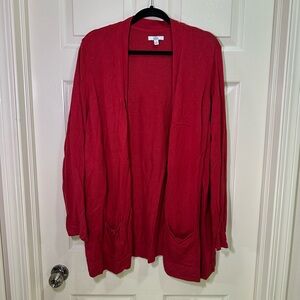 Croft & Barrow Open Front Pocket Cardigan Red Plus Size 2X